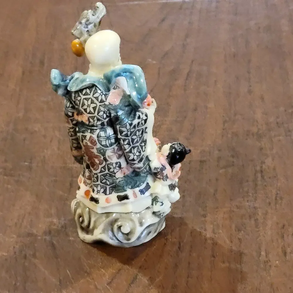 Vintage Chinese Old Wise Man with child Figurine Hand Painted 4.75